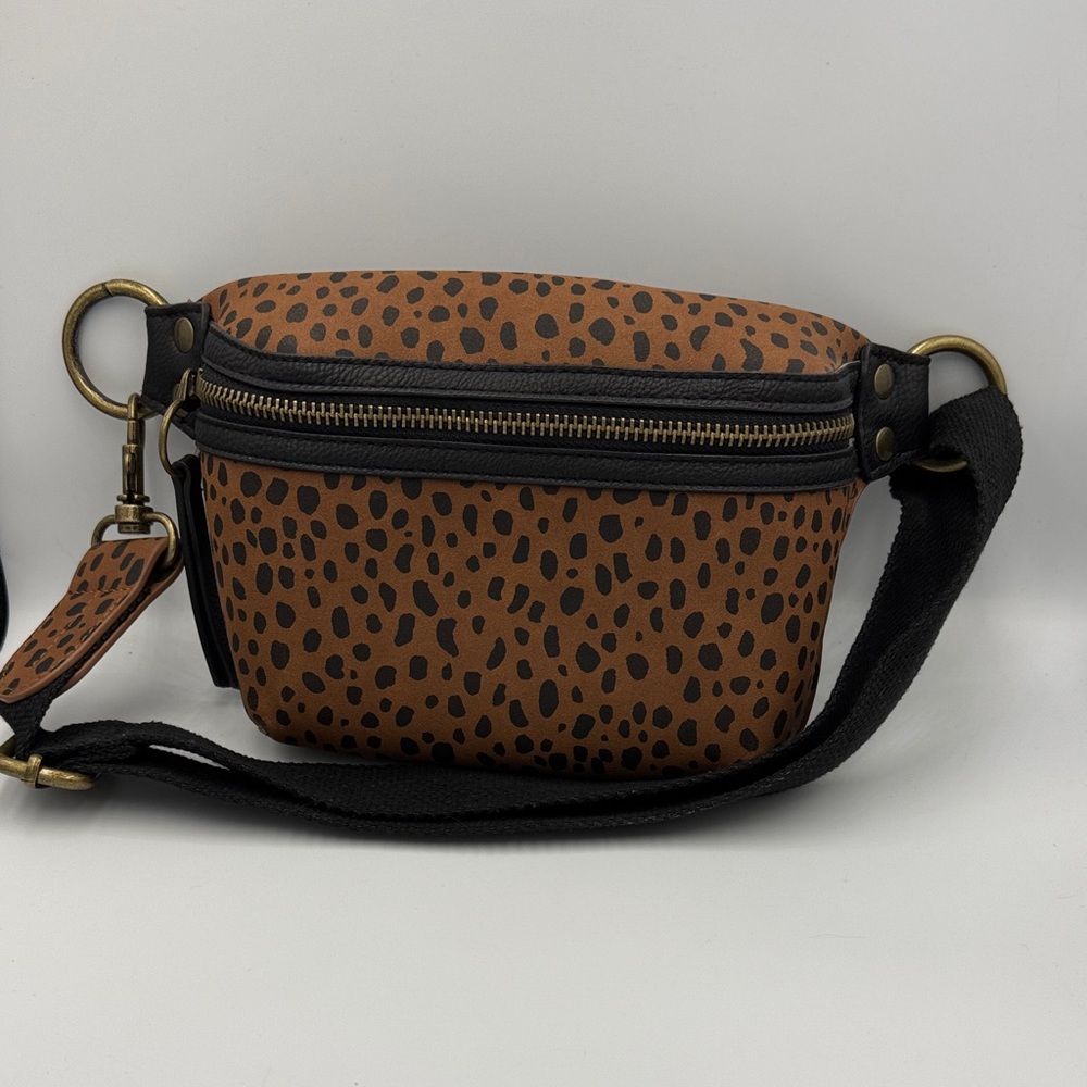 SOLD
Universal Thread Brown and Black Crossbody Bag with Animal Print